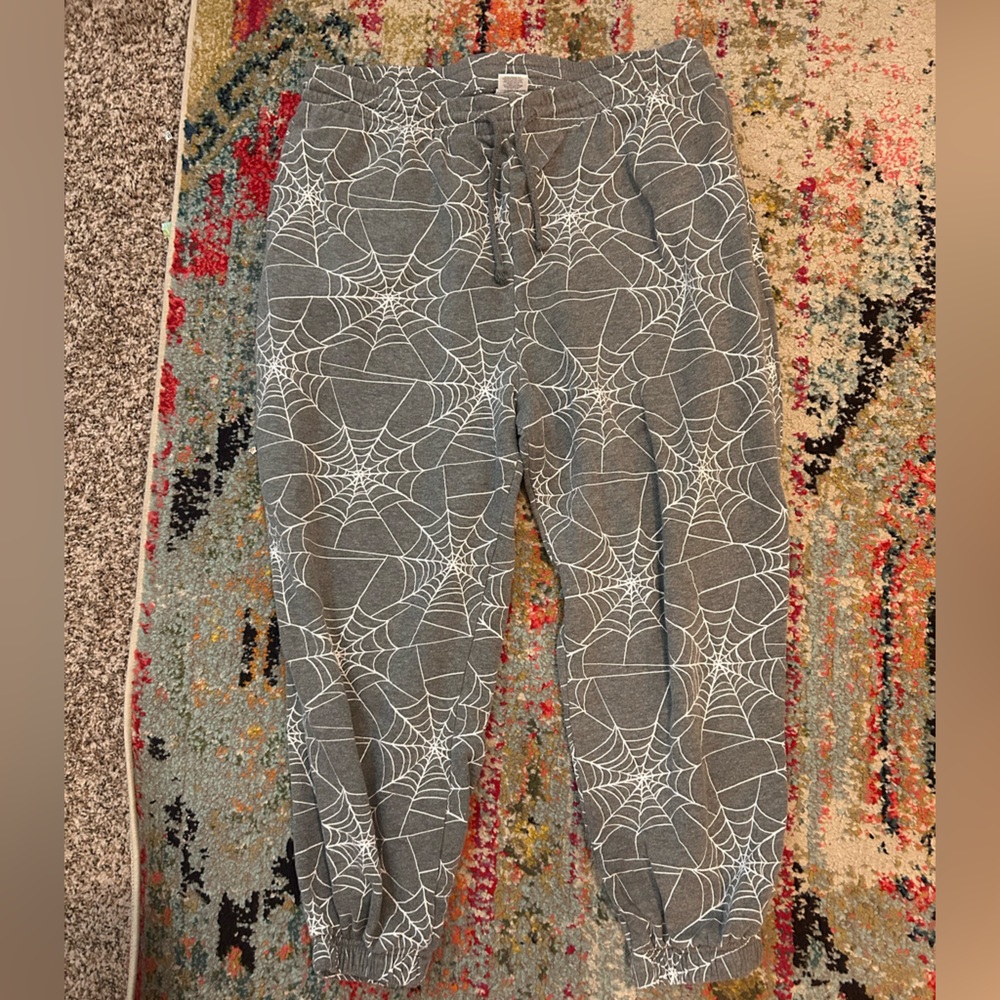 Gray Spiderweb Jogger Sweatpants